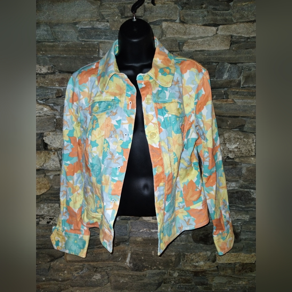 Nicole Miller, like new floral 97% cotton jacket, size 12 - Picture 7 of 7